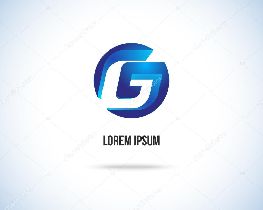 Abstract Vector Logo Design Template. Creative Blue Concept Icon. Combination of Letter G