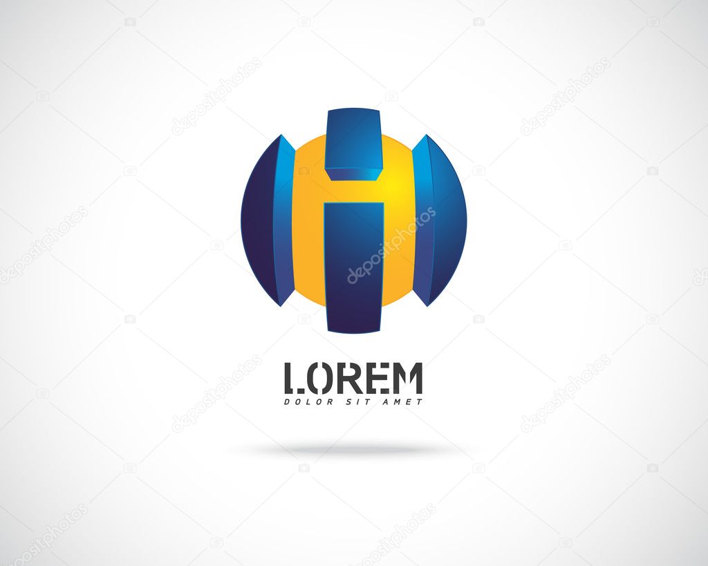 Abstract Vector Logo Design Template. Creative Blue Concept Icon. Combination of Letter H