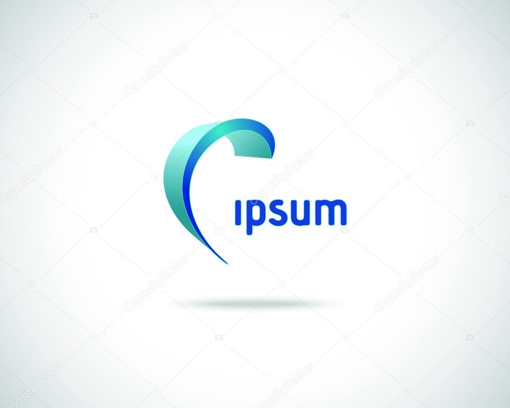 Abstract Vector Logo Design Template. Creative Blue Wavy Concept Icon