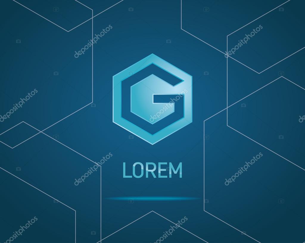 Abstract Hexagon Vector Logo Design Template. Creative Blue Concept Icon. Combination of Letter G