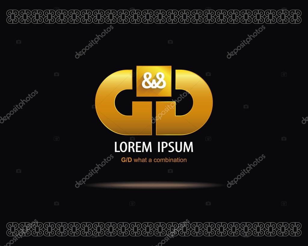 Combination of Letters G and D. Abstract Vector Logo Design Template. Creative Gold Concept Icon