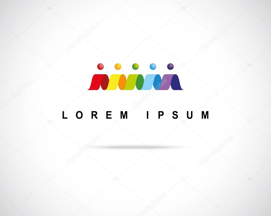 Abstract Vector Logo Design Template. Creative Line of People Icon