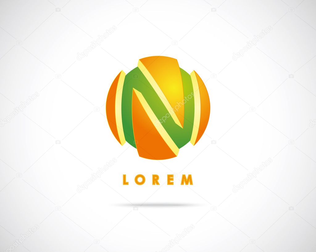 Abstract Vector Logo Design Template. Creative Round Concept Icon. Combination of Letter N