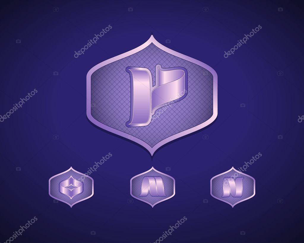 Abstract Vector Logo Design Template. Creative Blue Concept Icons. Combination of Letters M, N, O and P