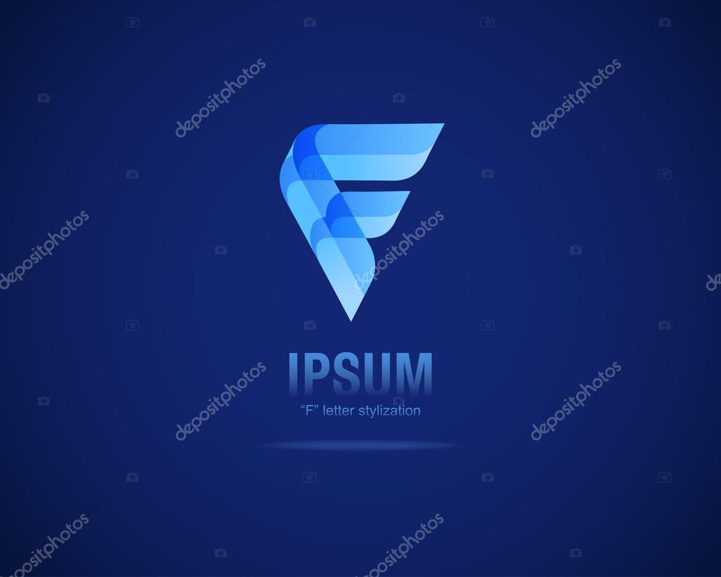 Abstract Vector Logo Design Template. Creative Blue Concept Icon. Combination of Letter F