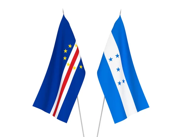 洪都拉斯和佛得角共和国的国旗以白色背景隔开 3D渲染说明 — 图库照片