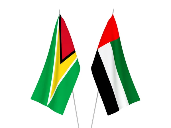 Banderas de los Emiratos Árabes Unidos y República Cooperativa de Guyana —  Fotos de Stock