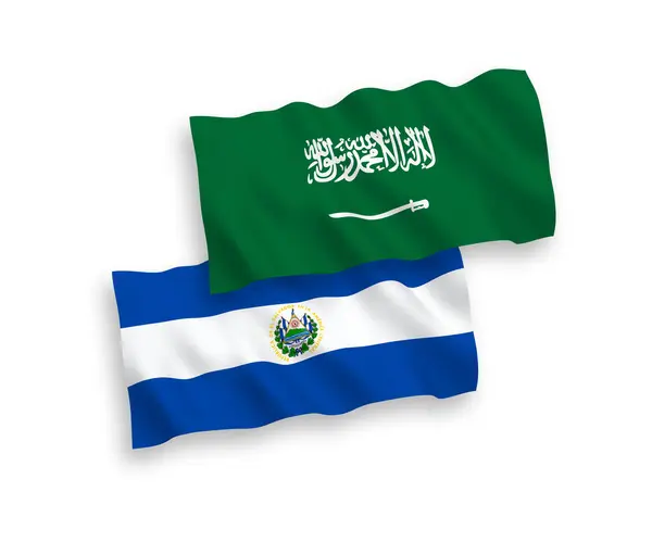 Banderas Nacionales Ondas Vectoriales Arabia Saudita República Salvador Aisladas Sobre — Vector de stock
