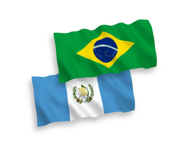 Banderas Nacionales Ondas Vectoriales Brasil República Guatemala Aisladas Sobre Fondo — Archivo Imágenes Vectoriales