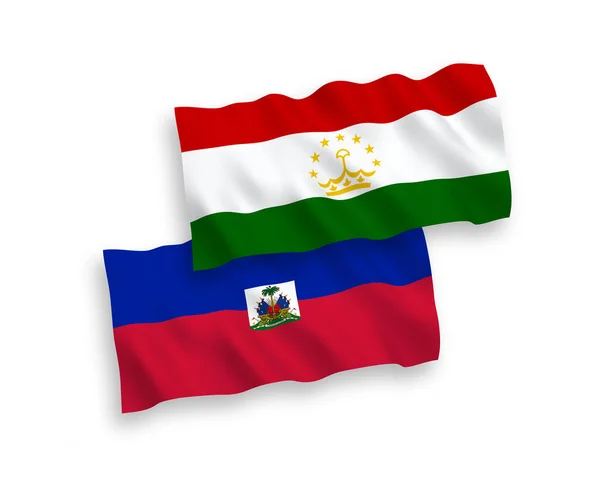 Белом Фоне Выделены Национальные Векторные Волновые Флаги Республики Гаити Таджикистана — стоковый вектор
