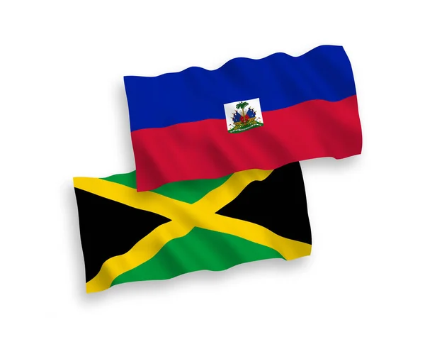 Nemzeti Vektor Szövet Hullám Zászlók Köztársaság Haiti Jamaica Elszigetelt Fehér — Stock Vector