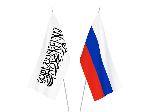 National Fabric Flags Russia Taliban Isolated White Background Rendering Illustration — Stock Photo, Image