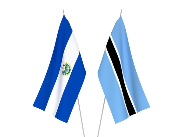 博茨瓦纳和萨尔瓦多共和国的国旗以白色背景隔离 3D渲染说明 — 图库照片
