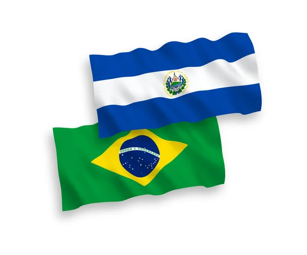 Banderas Nacionales Ondas Vectoriales Brasil República Salvador Aisladas Sobre Fondo — Archivo Imágenes Vectoriales