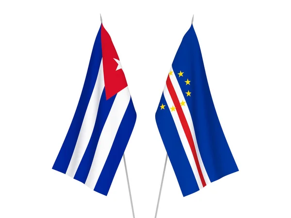 Nationalfahnen Von Kuba Und Der Republik Kap Verde Isoliert Auf — Stockfoto