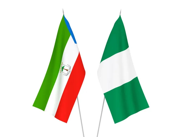 Bandiere Tessuto Nazionale Della Nigeria Della Repubblica Della Guinea Equatoriale — Foto Stock