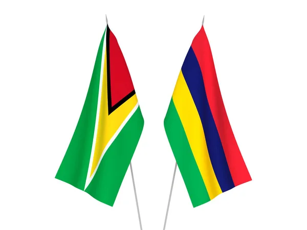 Σημαίες Εθνικού Υφάσματος Της Δημοκρατίας Του Μαυρίκιου Και Της Συνεργατικής — Φωτογραφία Αρχείου