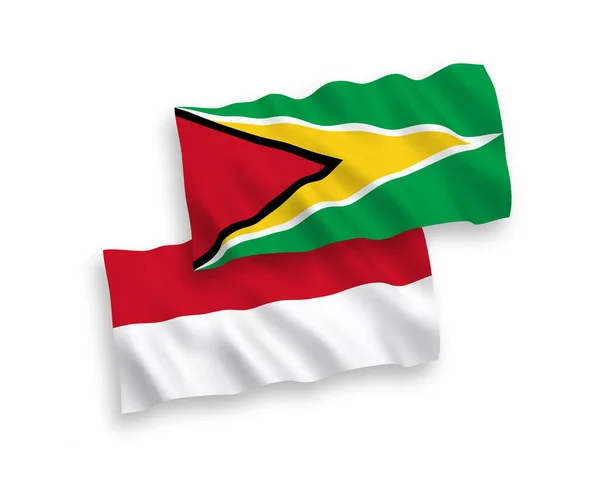 Banderas Nacionales Ondas Vectoriales Indonesia República Cooperativa Guyana Aisladas Sobre — Vector de stock
