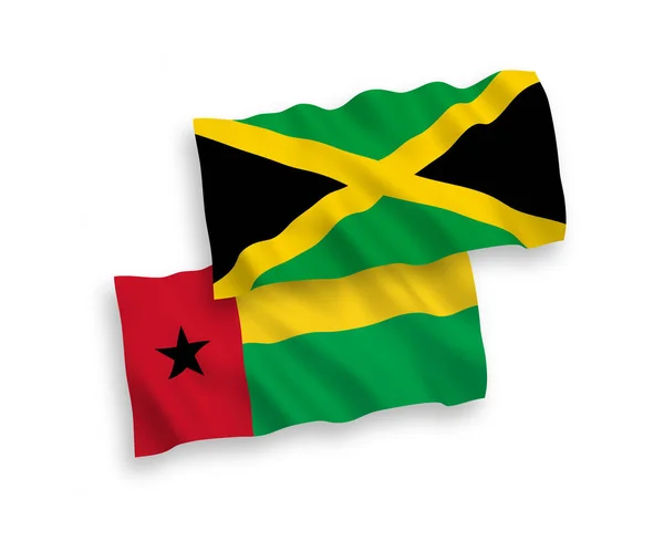 Национальные Векторные Волновые Флаги Республики Гвинея Бисау Ямайки Изолированы Белом — стоковый вектор