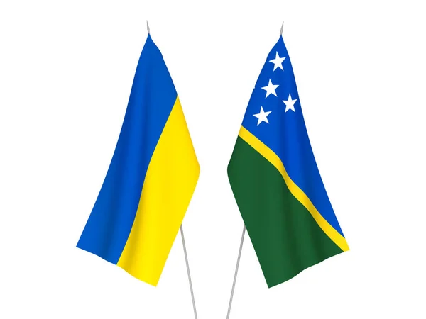 Nationalflaggen Der Ukraine Und Der Salomonen Isoliert Auf Weißem Hintergrund — Stockfoto