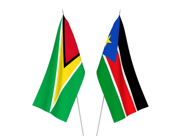 National Fabric Flags Republic South Sudan Operative Republic Guyana Isolated — Stock Photo, Image