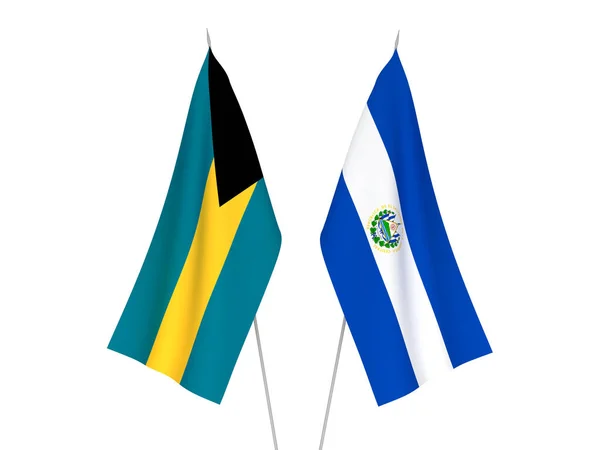 巴哈马联邦和萨尔瓦多共和国的国旗以白色背景隔离 3D渲染说明 — 图库照片