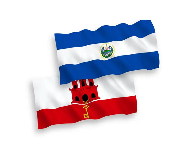 엘살바도르 공화국 지브롤터 공화국의 국기는 바탕에 게양되었다 — 스톡 벡터