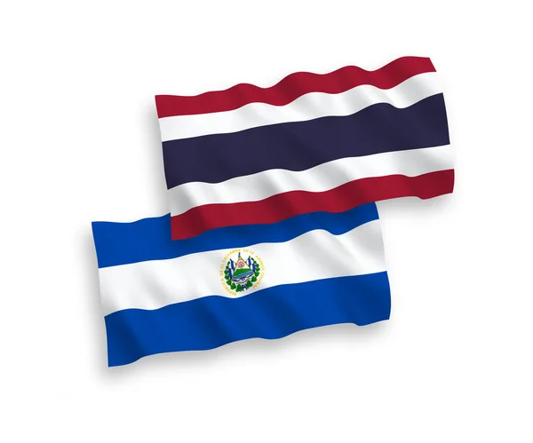 Nationale Vector Weefsel Golf Vlaggen Van Republiek Salvador Thailand Geïsoleerd — Stockvector