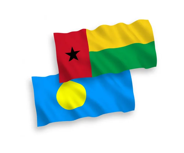 Nationale Vektor Gewebefahnen Der Republik Guinea Bissau Und Palau Isoliert — Stockvektor