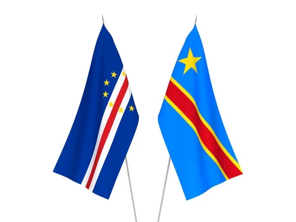 Флаги Демократической Республики Конго Республики Кабо Верде Выделены Белом Фоне — стоковое фото