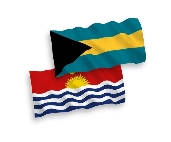 Banderas de la República de Kiribati y la Mancomunidad de las Bahamas sobre un fondo blanco — Vector de stock