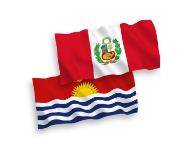 Beyaz arkaplanda Kiribati ve Peru Cumhuriyeti bayrakları