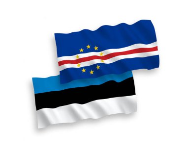 Beyaz arkaplanda Cabo Verde ve Estonya Cumhuriyeti bayrakları