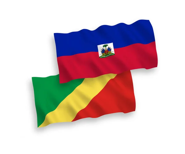 具有白色背景的海地共和国和刚果共和国国旗 — 图库矢量图片