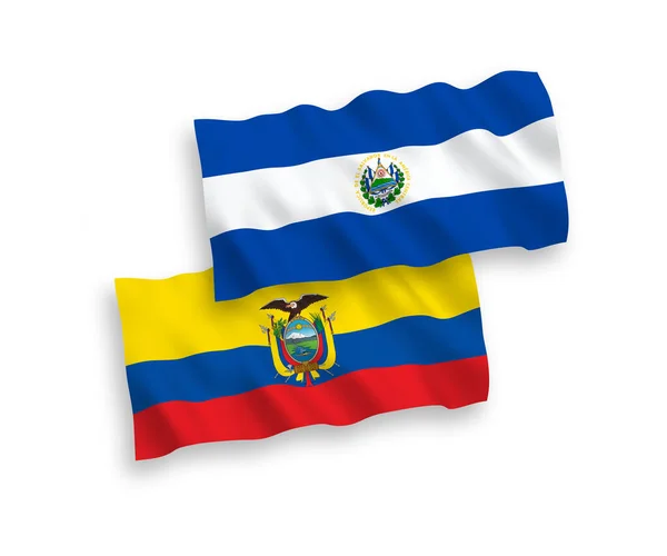 Drapeaux de la République du Salvador et de l'Équateur sur fond blanc — Image vectorielle