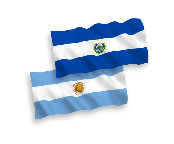 Banderas de la República de El Salvador y Argentina sobre fondo blanco — Vector de stock