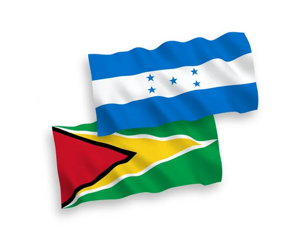 具有白色背景的圭亚那和洪都拉斯合作共和国国旗 — 图库矢量图片