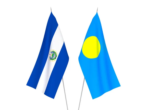 Bandeiras de Palau e República de El Salvador — Fotografia de Stock