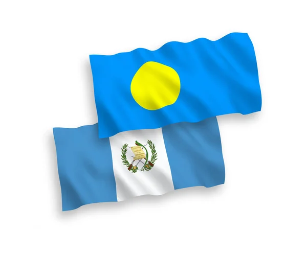 Banderas de la República de Guatemala y Palaos sobre fondo blanco — Vector de stock