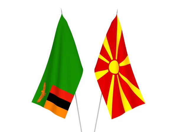 Banderas de Macedonia del Norte y la República de Zambia —  Fotos de Stock
