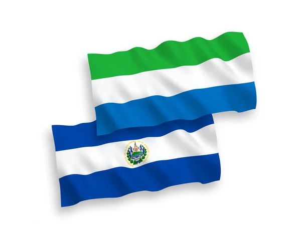 Nationale Vector Weefsel Golf Vlaggen Van Republiek Salvador Sierra Leone — Stockvector