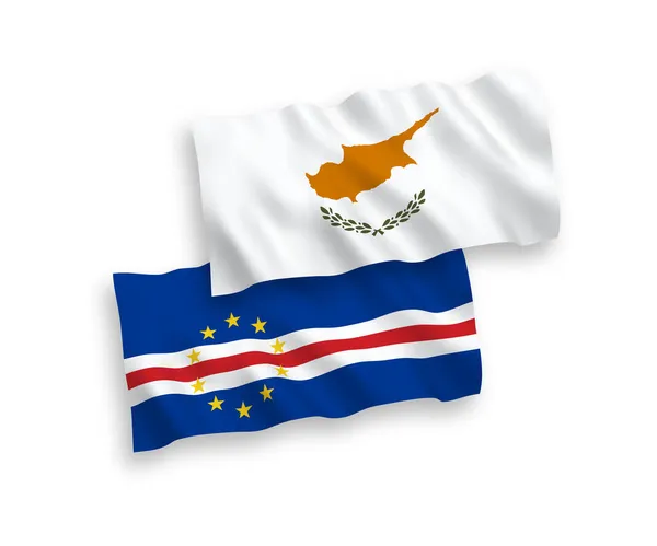 Nationale Vectorweefsel Golfvlaggen Van Cyprus Republiek Cabo Verde Geïsoleerd Witte — Stockvector