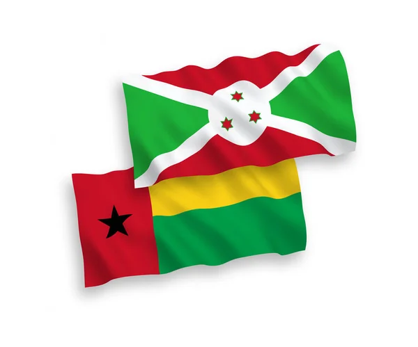 Nationale Vektor Gewebefahnen Der Republik Guinea Bissau Und Burundi Isoliert — Stockvektor