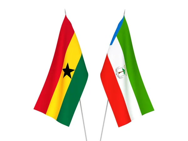 Ghána Egyenlítői Guinea Nemzeti Szövetzászlói Fehér Alapon Elszigetelve Renderelés Illusztráció — Stock Fotó