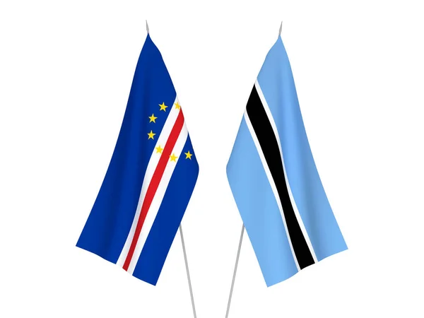 Nationale Stoffen Vlaggen Van Botswana Republiek Cabo Verde Geïsoleerd Witte — Stockfoto