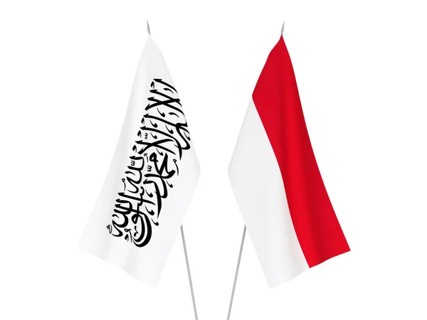 Narodowe Flagi Tkanin Talibów Indonezji Odizolowane Białym Tle Ilustracja Renderowania — Zdjęcie stockowe