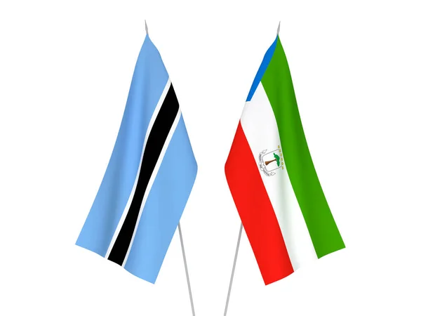 Drapeaux Nationaux Tissu Botswana République Guinée Équatoriale Isolés Sur Fond — Photo