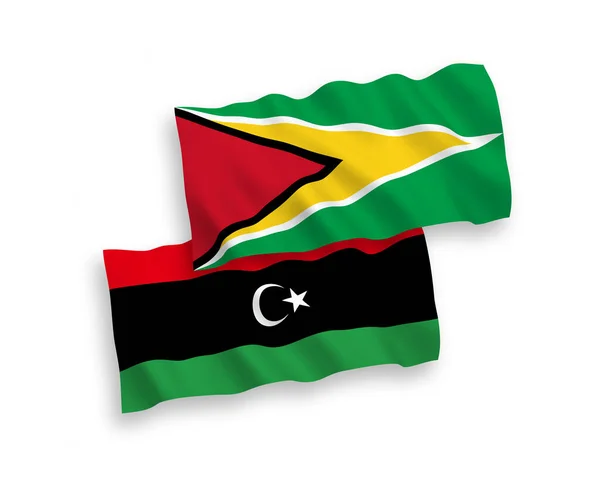 Guyana Libya Kooperatif Cumhuriyeti Nin Ulusal Taşıyıcı Kumaş Bayrakları Beyaz — Stok Vektör