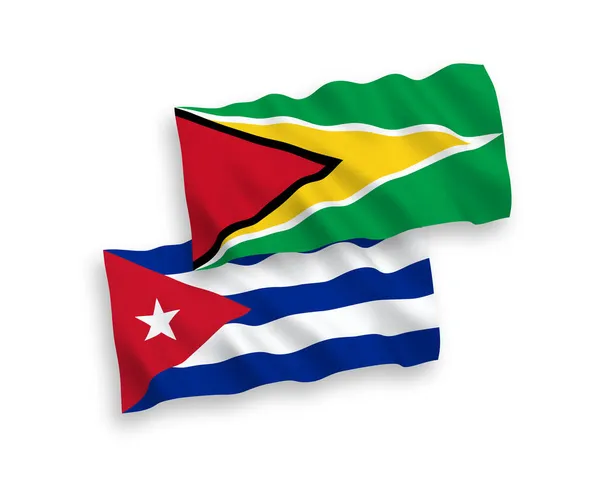 Drapeaux Nationaux Vectoriels Des Vagues Tissu République Coopérative Guyane Cuba — Image vectorielle