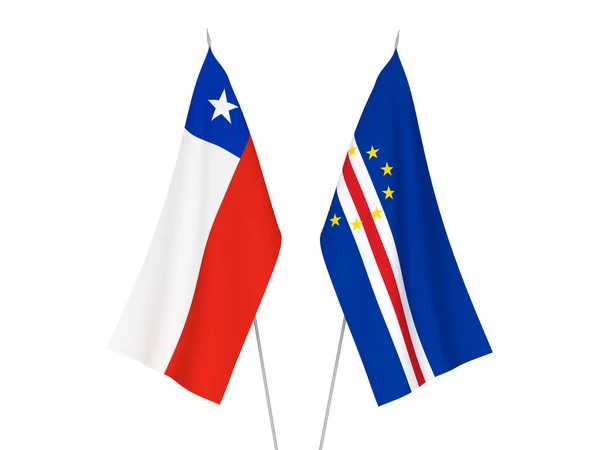 Nationale Stoffen Vlaggen Van Chili Republiek Cabo Verde Geïsoleerd Witte — Stockfoto